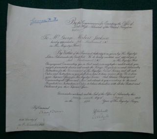 Antique Royal Navy Lieutenant Appointment Document Signed By King George Vi 1940