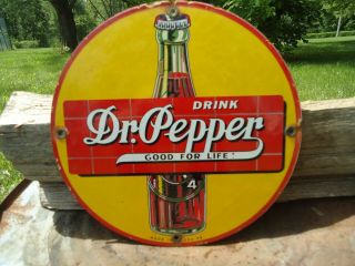 Old 1939 Drink Dr.  Pepper " Good For Life " Porcelain Sign