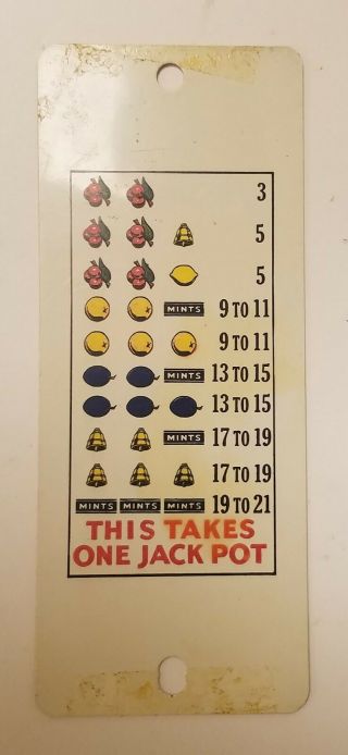 Watling Slot Machine Award Card Vintage