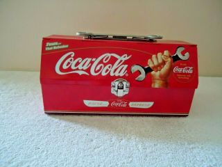 Vintage Coca Cola Tool Box Shaped Metal Lunch Box " Collectible Item "