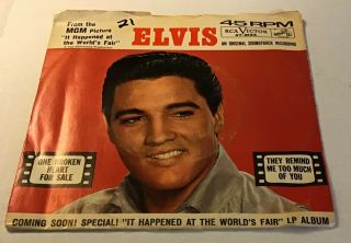 45 Rpm Record,  Elvis Presley,  It Happened At The Worlds Fair,  With Slip Cover