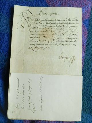 Geoge Duke Of Brunswick,  Grandfather Of King George I - 1639 Signed Document
