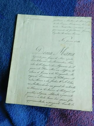 Queen Maria Ii - Queen Of Portugal - Rare Signed Document 1850