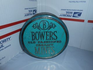 Vtg Bowers Old Fashioned Creamy Mints Candy Storage Tin Moorestown Jersey