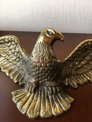 Vintage Federal Style Solid Brass Eagle Wall Plaque.  20 " Wide.