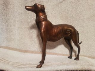 Vintage Large Whippet / Greyhound Brass Bronze Finish Sculpture Figurine Statue