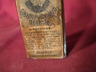 Ex Rare Sample Size Dow ' s Cough Remedy Troy NY BIM Aqua Bottle w Label 3