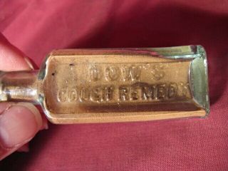 Ex Rare Sample Size Dow ' s Cough Remedy Troy NY BIM Aqua Bottle w Label 6