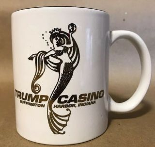 Vintage Trump Casino Buffington Harbor In Souvenir Cup White Gold Mermaid