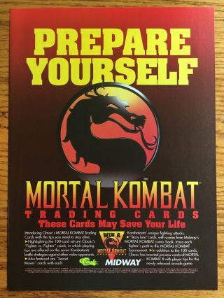 Mortal Kombat Snes Sega Genesis 1994 Vintage Game Poster Ad Print Art Cards Rare