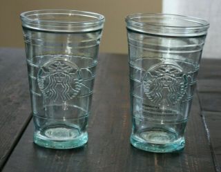 Starbucks Recycled Glass Cold To Go Beverage Glasses Set Of Two 16 - Ounce Spain