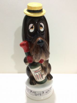 Vintage Basset Hound Musical Decanter With Hat (cork) Stopper How Dry I Am,
