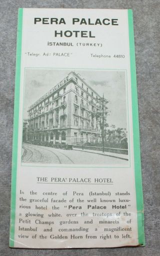 Vintage Pera Palace Hotel Brochure Istanbul Turkey 1930 