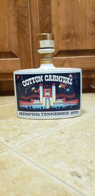 Antique Whiskey Bottle,  Jim Bean,  Cotton Carnival From 1973 Memphis,  Tn