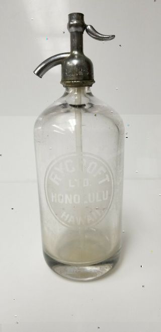 Vintage Seltzer Bottle Rycroft Honolulu Hawaii
