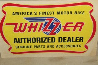RARE 1940 ' s WHIZZER MOTOR BIKE AUTHORIZED DEALER WINDOW SIGN PARTS MOTORCYCLE 3