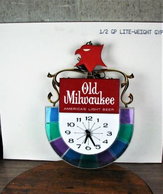 Vintage Old Milwaukee Hanging Clock Sign With Light 60s/70s?????