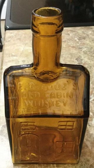 Vintage E.  C.  Booz’s Old Cabin Whiskey Brown Bottle See Description/pics