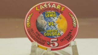 Caesars Lewis Vs Golota Rare 5.  00 Atlantic City Nj Chip.  Convention Find