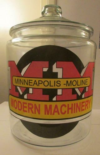 Rare Giant Minneapolis Moline Tractor Glass Counter Jar
