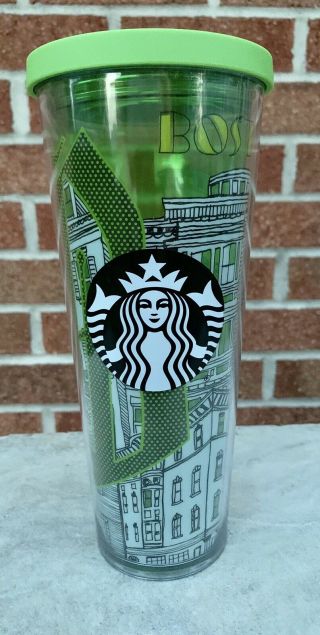 Starbucks Boston Cold Cup Plastic Green Tumbler 24oz