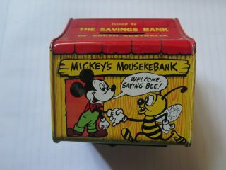 Savings Bank Of S A Walt Disney Tin Money Bank Box Mickey Mouse & Scrooge C1960