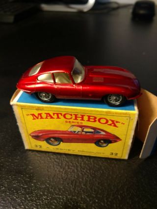 Old Matchbox Lesney 32 E Type Jaguar Mib Old Store Stock Perfect Cond.