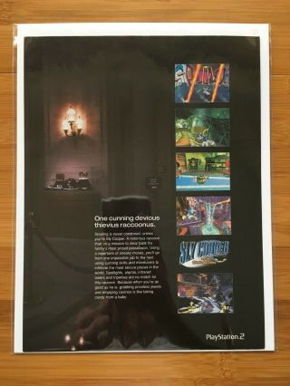 Sly Cooper Thievius Raccoonus Playstation 2 PS2 2002 Poster Ad Print Art PS4 HTF 3