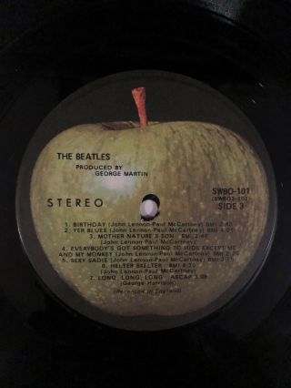 The Beatles White Album 1968 LP SWBO - 101 First Press W/ Poster LOW 0285642 7
