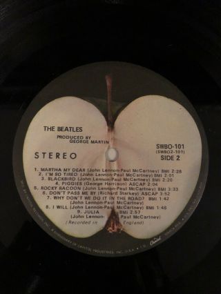 The Beatles White Album 1968 LP SWBO - 101 First Press W/ Poster LOW 0285642 8