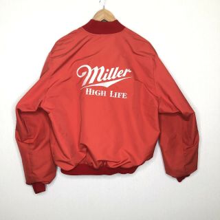 Vintage Mens Miller High Life Jacket Large Red White Varsity Beer Milwaukee