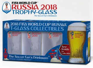 Russia 2018 Fifa World Cup Trophy - Glass - Set Of 4 Gift - Box - Soccer Fan 