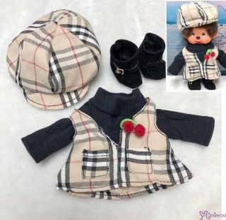 Monchhichi S Size Fashion Outfit Checker Hat & Dress,  Buckle Boots Rt - 42