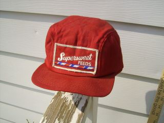 Vintage Sweet Feed Advertising Hat Cap K Brand 7 3/8 Farmer Trucker