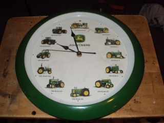 Authentic John Deere Tractor Round Clock With Sounds 12 Inches