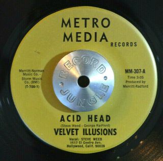 Garage Psych 45 - Velvet Illusions - Acid Head /she Was The Only Girl Vg,  Hear