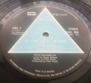 Pink Floyd Uk 1st Dark Side Of The Moon (shvl 804) A2/b2