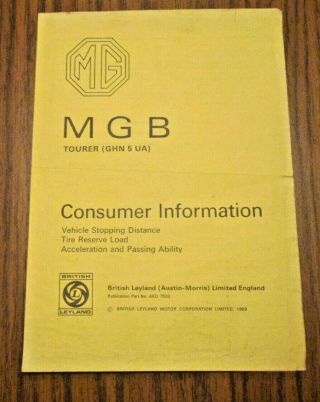 1970 Mgb Tourer Consumer Information Brochure Akd 7503 12/69