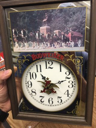 Vintage 1978 - Budweiser Beer - Clydesdales - Wall Clock Sign Great