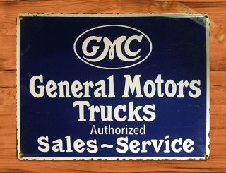 Tin Sign " Gmc General Motors Trucks " Vintage Garage Auto Decor
