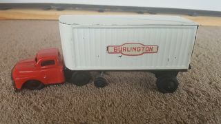 Rare Vintage Marx Line Mar “burlington” Truck & Trailer Tin Friction Toy