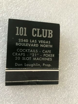 Las Vegas 101 Club Casino Cafe Bingo Entertainment Matchbook Chips Dice