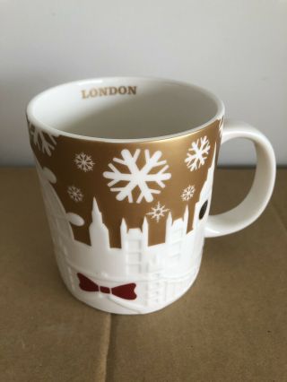Starbucks London Relief Mug Westminster Eye Big Ben Tower Gold Christmas Us Ship