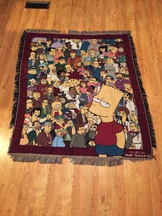 The Simpsons Blanket Throw Woven Tapestry World Of Springfield 2001