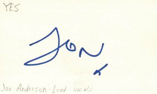 Jon Anderson Yes Lead Vocals Rock Music Autographed Signed Index Card Jsa