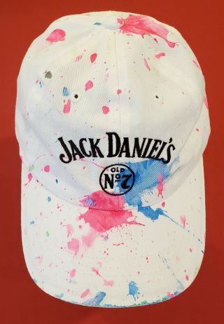 Limited Ed.  Rare Jack Daniels Old No.  7 Whiskey Paint Splatter Baseball Hat