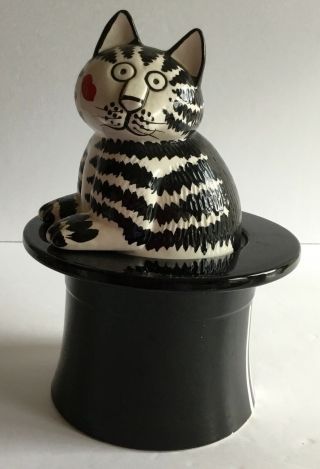 Vintage Kliban Cat Black Top Hat Cookie Jar/trinket Box