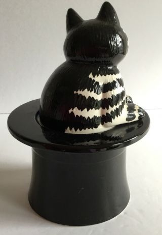 Vintage Kliban Cat BLACK TOP HAT COOKIE JAR/TRINKET BOX 3