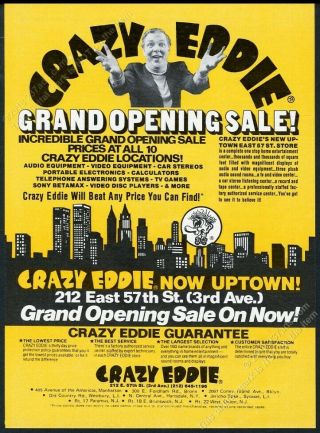 1981 Crazy Eddie Photo York City Audio Video Stereo Store Vintage Print Ad