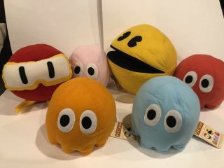 Pac Man Plush Namco Set Of 6 With Tags